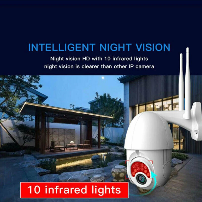 1080P 10 LED WIFI IP Bezpečnostná Kamera Bezdrôtový Vonkajší HD Domov PTZ IR Cam IR Kamera, Bezdrôtové WiFi PTZ Home Security