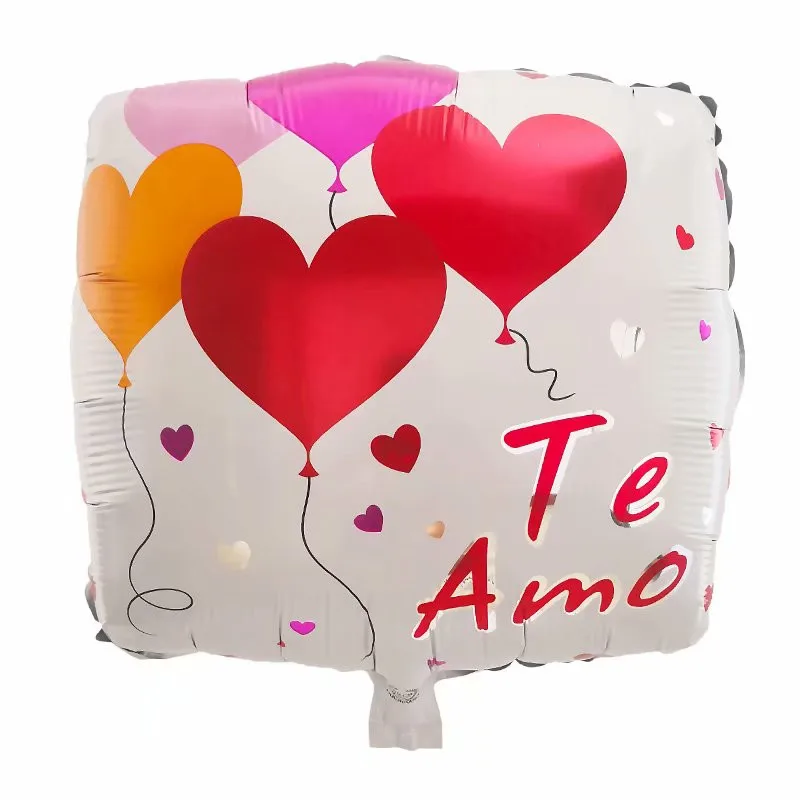 10pcs 18-palcové španielsky milujem ťa Námestie Star Tvar Hélium Fóliové Balóniky Te Amo Tlač Balóny Pre Valentine Svadobné Dekorácie