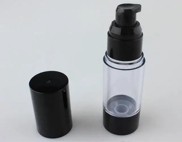 10pcs/veľa 15ML/30ML/50ML Prázdne Plastové Kozmetické Fľaša Cestovné Mini Kvapaliny Fľaše Black Airless Vákuové Čerpadlo toaletné Potreby Kontajner