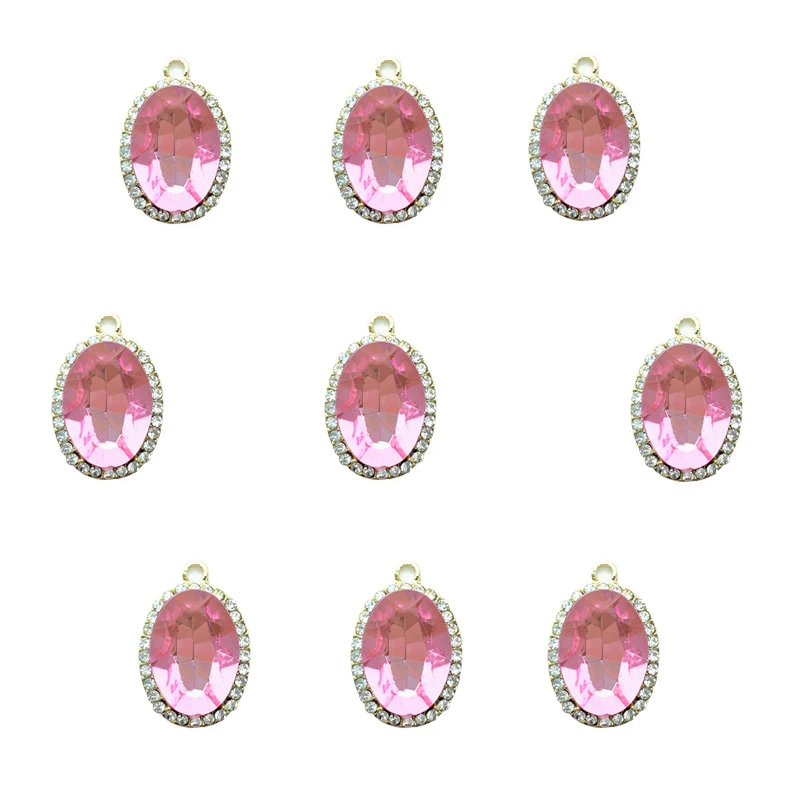 10Pieces Charms Luxusné Lesklé Ružové Crystal Drahokamu Oválne Prívesok Veľkoobchod Pre Šperky, Takže Príslušenstvo DIY Náhrdelník