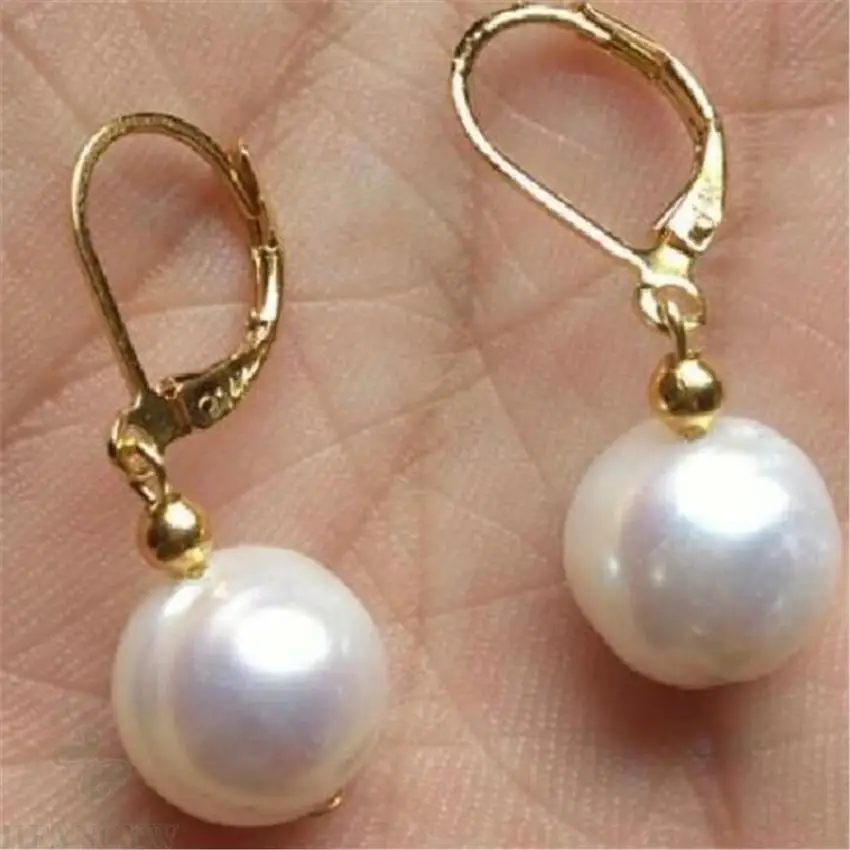 11-13mm Biela Barokový Pearl Náušnice 18k Háčik Ženy Klasické Šperky TwoPin Okúzľujúce AAA Luxusné Módne Earbob Kultivovaných