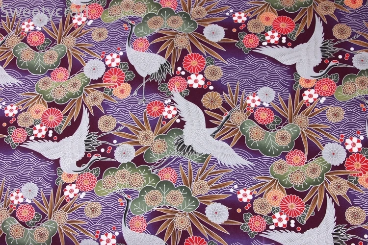110X45cm Japonský štýl horúce Lisovanie striebro žeriav potlačené tkaniny tissus telas Tecido Šaty Ručné Šitie patchwork Príslušenstvo