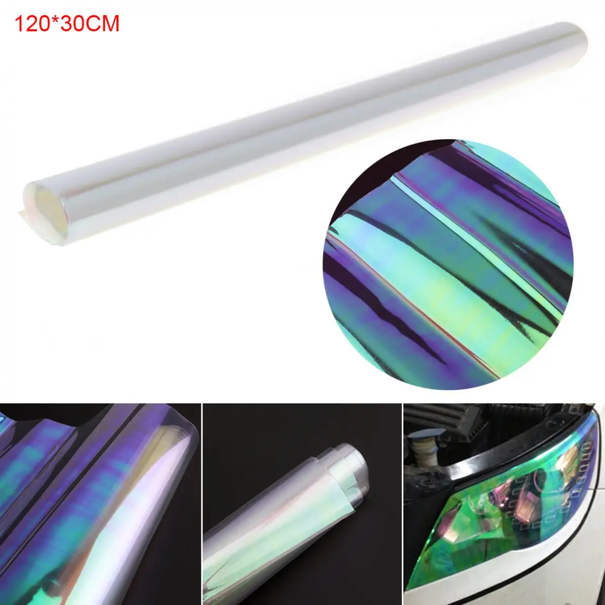 120 x 30 CM PVC Univerzálny Transparentný Farebný Auto Svetlomet Nálepky Automobilový zadné svetlo do Hmly Lampa Farby Film Nálepky
