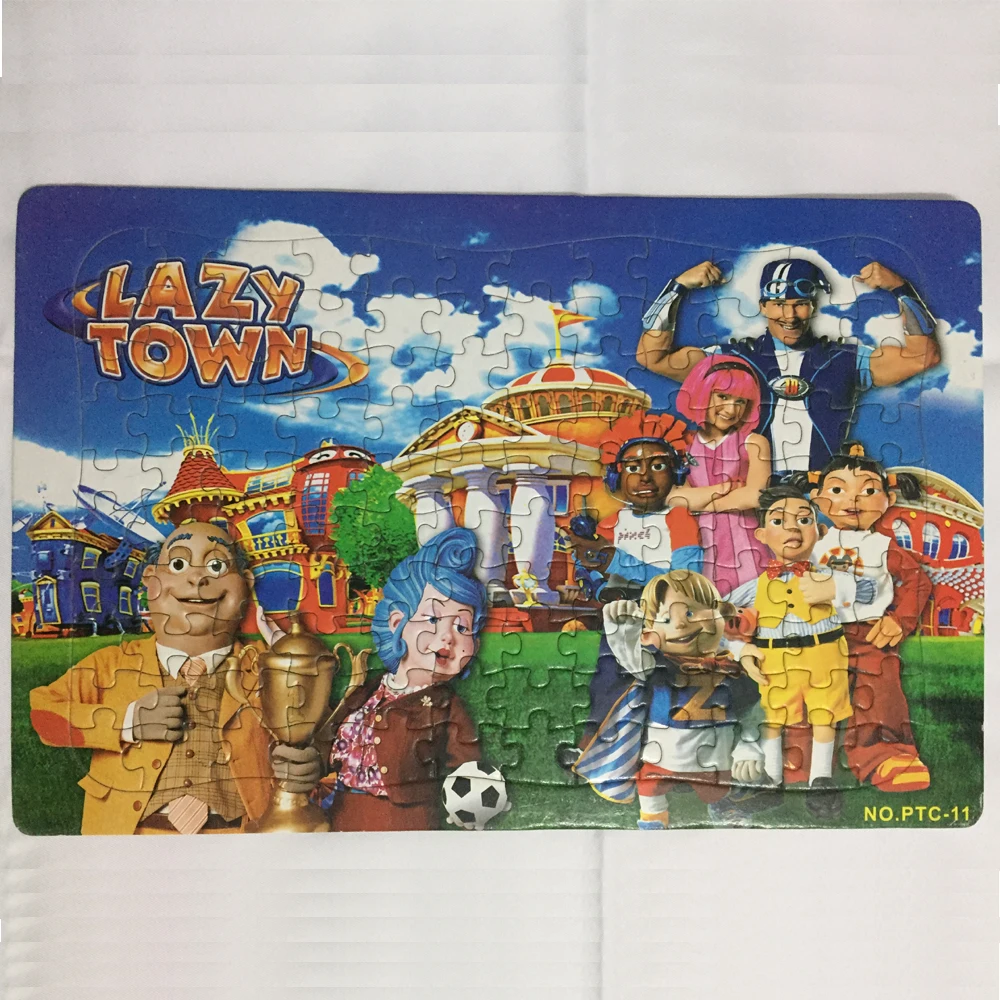 120PCS 42x28cm LazyTown 2D Playying Futbal Puzzle Lazy Town Jigsaw Puzzle Vianočné Vzdelávania Baby Hračky Pre Deti Novinka