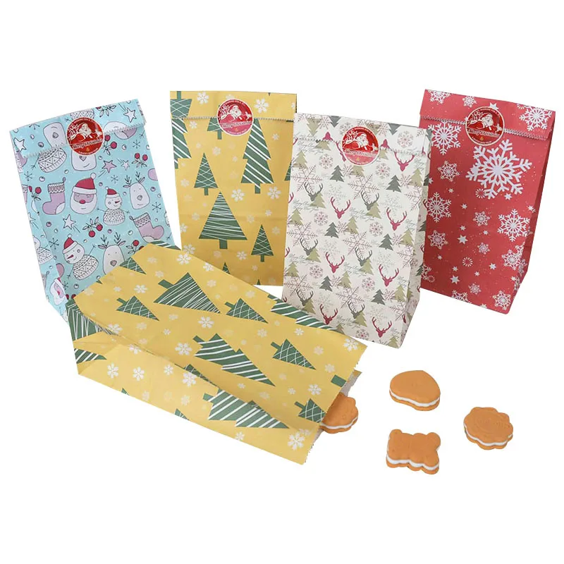 12pcs Kraft Papier Tašky Vianočný Darček Taška Snowflake Candy Bag Vianočné Ozdoby Potravín Cookie Balenie Navidad Noel Natal Party Decor