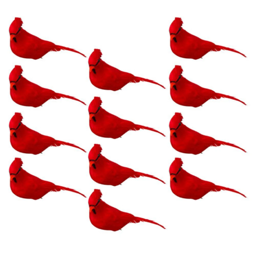12pcs Umelé Vtákov Umelé Červené Kardináli Pernatej Vtákov Vianoce