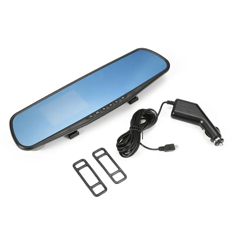 12V Auto Spätné Zrkadlo Bezpečnostné Dash Cam Záznamník Modrá Obrazovka HD 1080P Auta DVR 1080P Full HD Digital Zálohy Video Cam