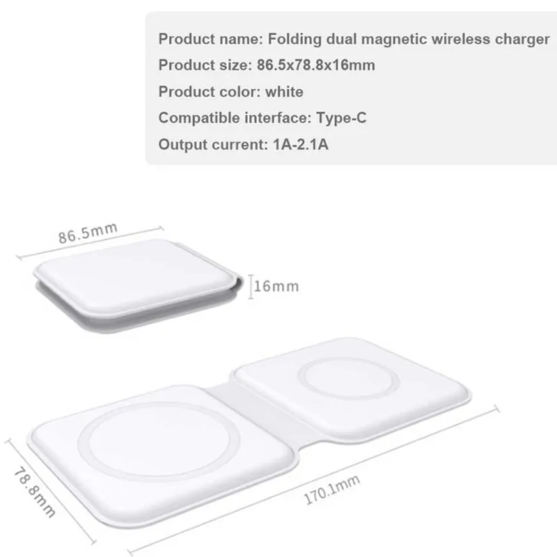 15w 2 v 1 Dvojitá Skladacia Magnetická Bezdrôtová Nabíjačka Pre Iphone12Pro Max Mag bezpečné, Rýchle Nabíjanie Prenosné Nabíjačky Pre Iwatch Airpod