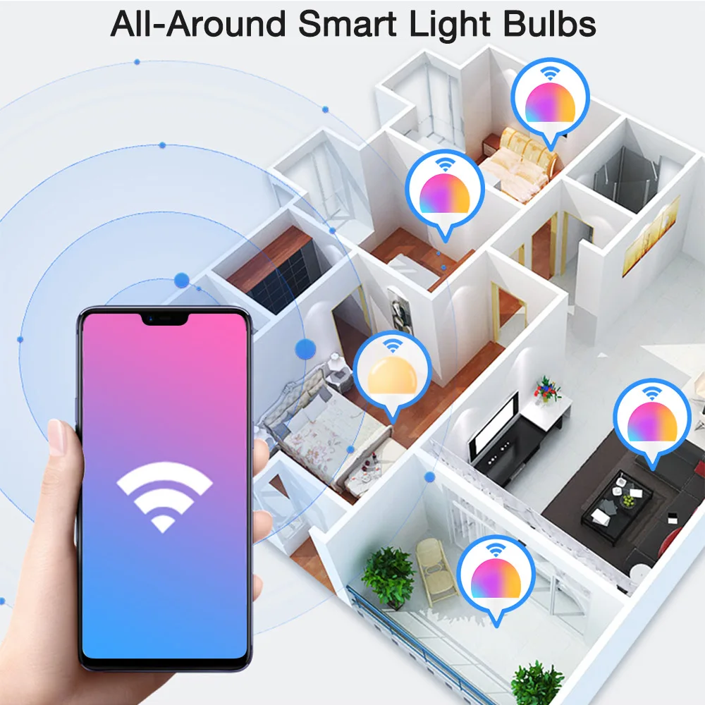 15W WiFi Smart Žiarovky E27 Stmievateľné RGB Lampa Aplikácie Hlasové Ovládanie WiFi Magic Žiarovky Kompatibilné s Amazon Alexa Domovská stránka Google