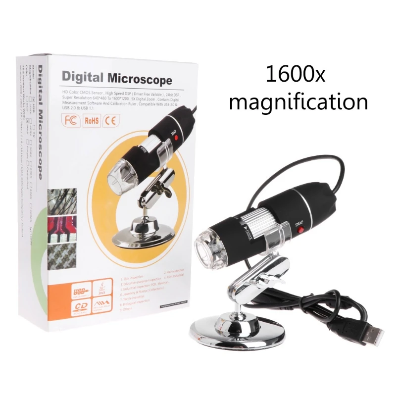 1600X Mikroskopom 8 LED USB Digitálne Prenosné zväčšovacie sklo Endoskopu Fotoaparát