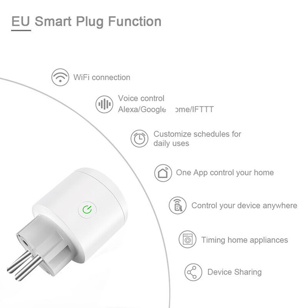 16A EÚ Smart Wifi Plug APLIKÁCIU Diaľkové Ovládanie Domácej WiFi Smart Power Socket Bezdrôtový Časovač Smart Zásuvky Spínač Zásuvky Funguje