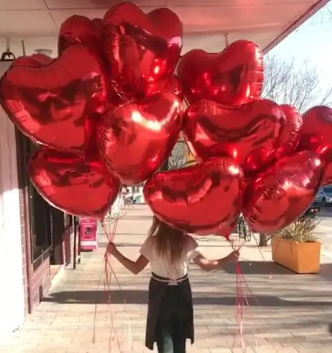 18-palcové 50pcs Červené Srdce Balóny, Nafukovacie Láska Fólie Hélium Balón Svadobné valentínske Globos Vianočné Ozdoby