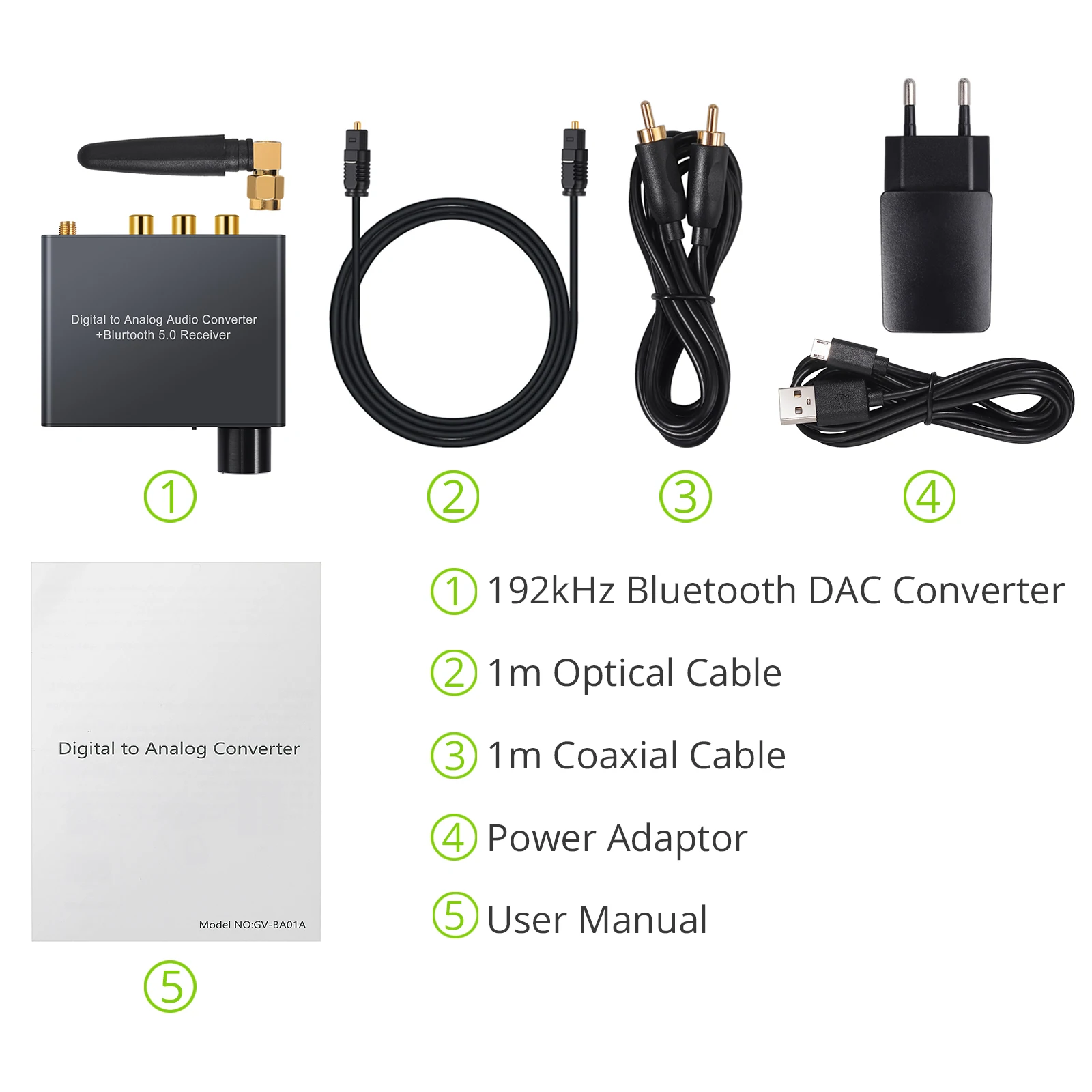 192kHz Digitálneho na Analógový Prevodník Bluetooth DAC S Slúchadlový Zosilňovač, Ovládanie Hlasitosti Optická Koaxiálny na RCA, 3.5 mm Adaptér