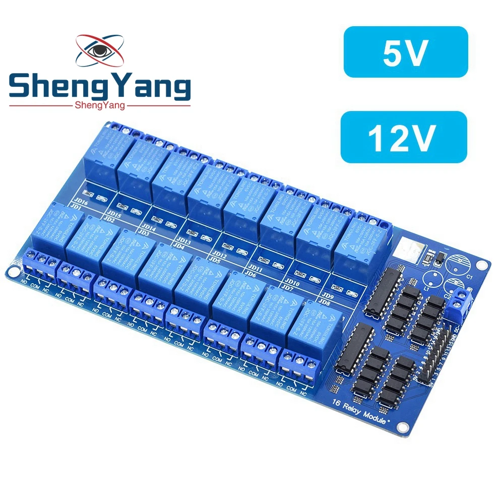 1PCS ShengYang 5V 12V 16 Kanálový Reléový Modul pre arduino RAMENO PIC AVR DSP Elektronické Relé Platne Pás optocoupler izolácie
