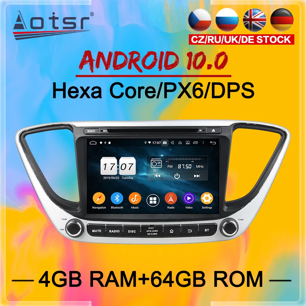 2 Din IPS Android 10 DSP Auto Multimediálny Prehrávač Pre Hyundai Solaris Prízvuk Verna 2017-2018 GPS Navi Rádio Audio stereo hlava jednotky