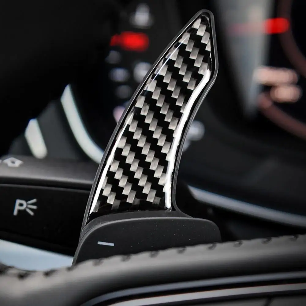2 Ks/set Black Carbon Fiber Shift Pádlo pre Audi Q7, TT R8 A6 S4 Volant
