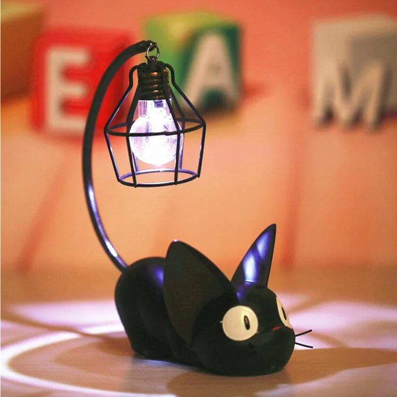 2018 Anime Studio Ghibli Hayao Miyazaki JiJi Cat Hračka Nočné Svetlo Pre Dieťa Led lampa Domáce Dekorácie Živice Deti Cartoon Izba Lampa