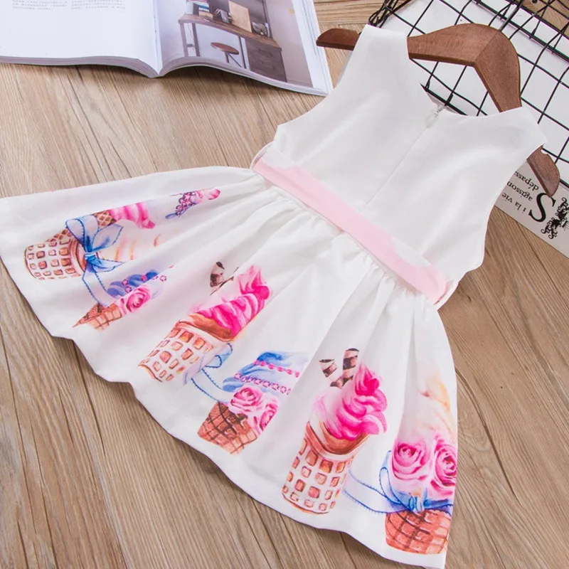 2018 nové letné šaty pás tlač bonsai pre dievčatá šaty veľkoobchod s kórejské deti