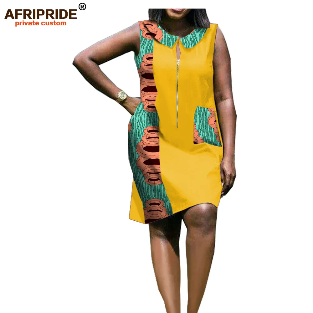 2019 Afriky Šaty pre Ženy bez Rukávov Letné Oblečenie pre voľný čas Afriky Vytlačené Bazin Riche Elegantné Šaty Strany AFRIPRIDE A1825009