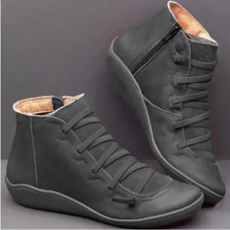 2019 Jeseň Zima Retro Ženy, Topánky, Módne Originálne Kožené Členkové Topánky Zapatos De Mujer Wram Botas Ploché Päty Topánky