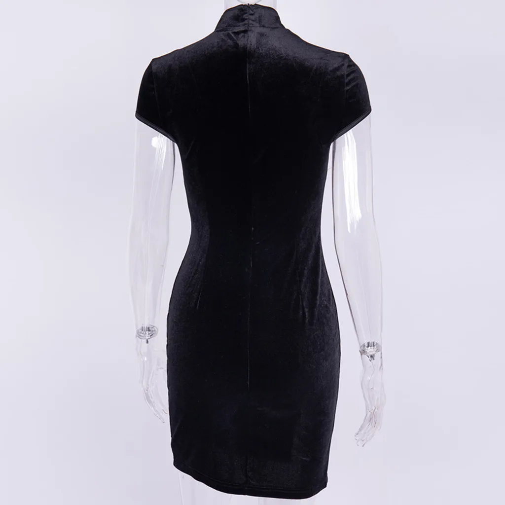2019 Módne Bodycon Šaty Pre Ženy Gotický Punk Čínsky Cheongsam Harajuku Krátke Šaty Vintage Split Šaty vestidos largos