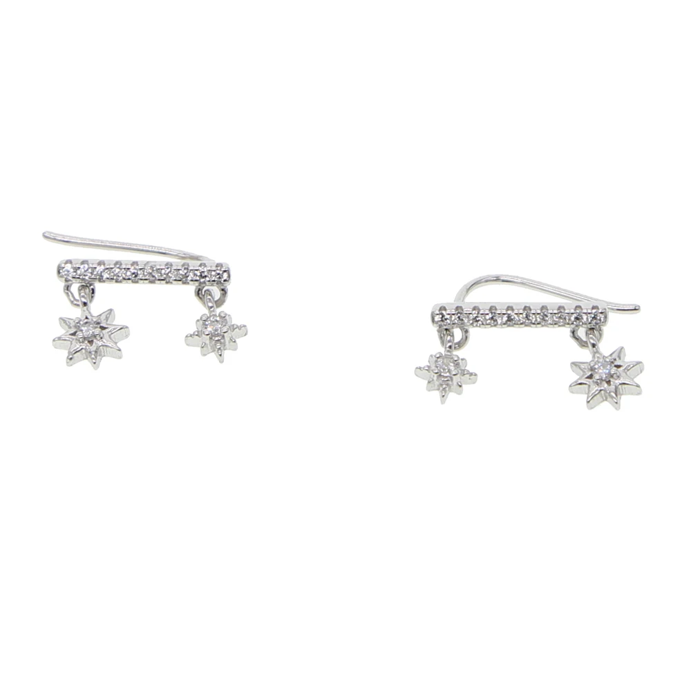 2019 Top predaj 925 sterling silver 1Pair Double Star Snowflake Náušnice Pre Ženy Klasické hexagram Náušnice módne svadobné šperky