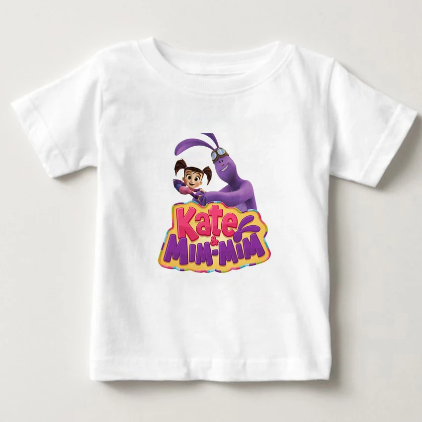 2020 cartoon t-shirt Kate a mim mim Deti 2-14 ročných chlapcov a dievčat, krátke rukávy Letné oblečenie z čistej bavlny T tričko
