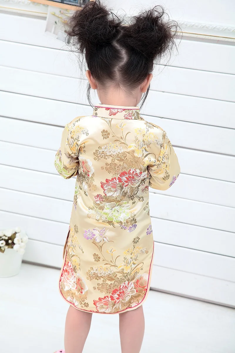 2020 Jar Pivónia Deti Qipao Dievčatá Šaty Cheongsams Kvet Tradičný Čínsky Nový Rok Festival Deti Oblečenie Hot Predaj
