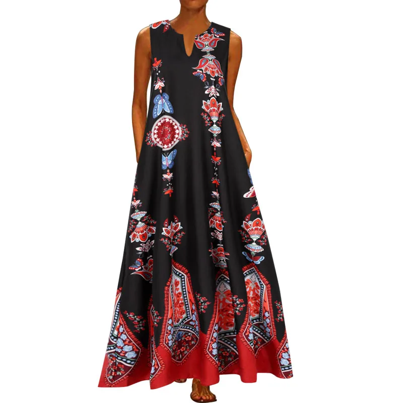 2020 Kvetinový Tlač Boho Bežné Dlhé Šaty Letné Oblečenie Pre Ženy tvaru Sexy Mimo Rameno Dámske Šaty Plus Veľkosť Maxi Šaty