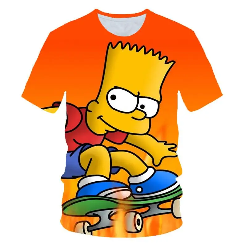 2020 lete nové Simpson T-shirt 3d tlač pánske T-shirt voľné kolo krku pulóver chlapec