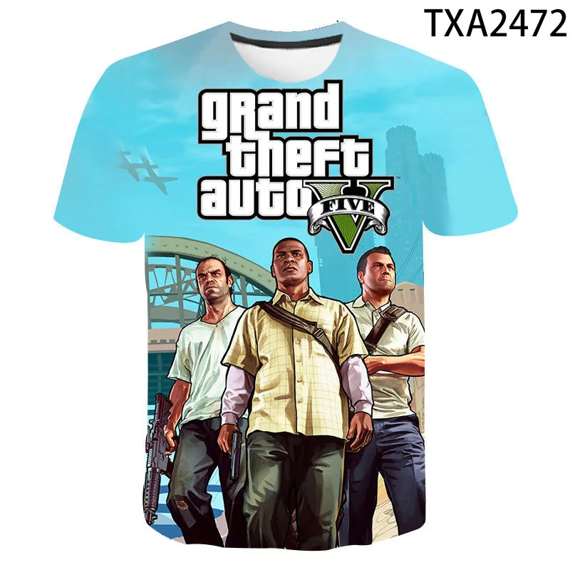 2020 Nové 3D Tlač Grand Theft Auto Hry Gta 4/5 Vytlačené T Shirt Mužov Ženy, Deti, Krátky Rukáv T-Shirt Chlapec Dievča Deti Topy Tees