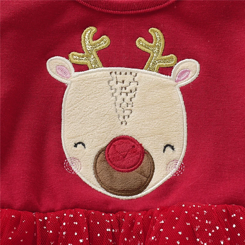 2020 Nové Batoľa Detská Deti Červená Vianočné Elk Šaty pre Dievčatá Jeseň Zimné Oblečenie