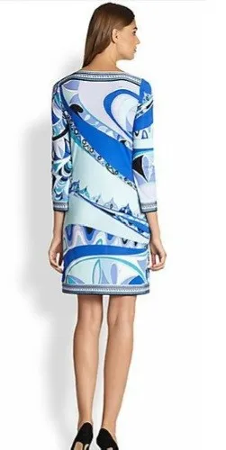2020 nové letné dámske šaty tvaru sedem bodov rukáv osviežujúci blue print úsek srůsty couture šaty