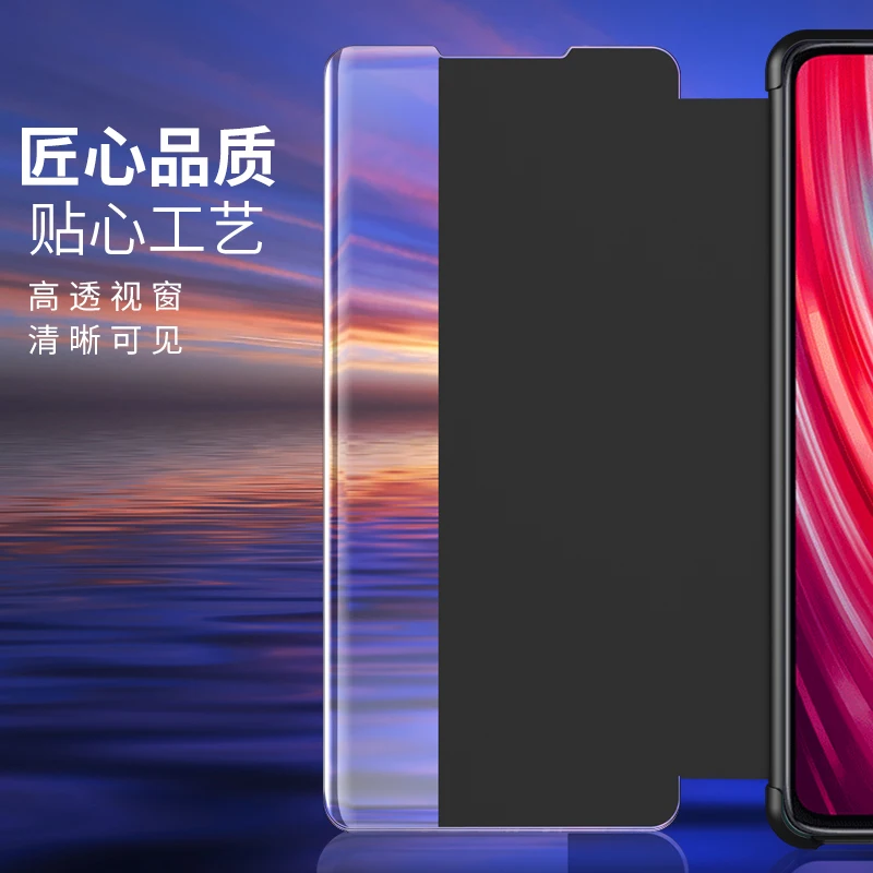 2020 Nové Vymazať Zobrazenie Smart Mirror Flip Telefónu Prípade pre Xiao Redmi 8A Poznámka 8 Pro 8T Stojan Kožené Zadný Kryt 8 T Note8Pro Funda
