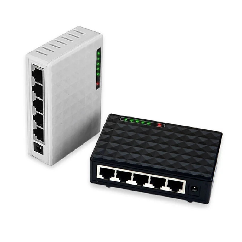 2020 Nový 5 portový Fast Ethernet Switch 10/100Mbps Sieťové RJ45 LAN Ethernet Switch Adaptéra US/EU Napájací Adaptér