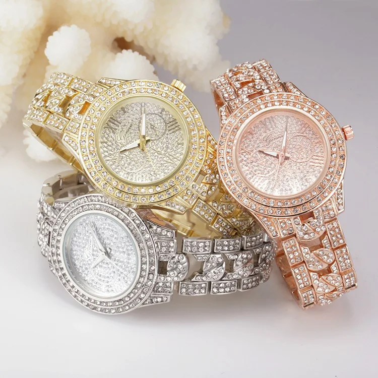 2020 Nový Štýl Ženeve Dámske Luxusné Ženy Sledovať Diamond Zliatiny Náramok Quartz Náramkové Hodinky Ženy Darček reloj mujer zegarek damski