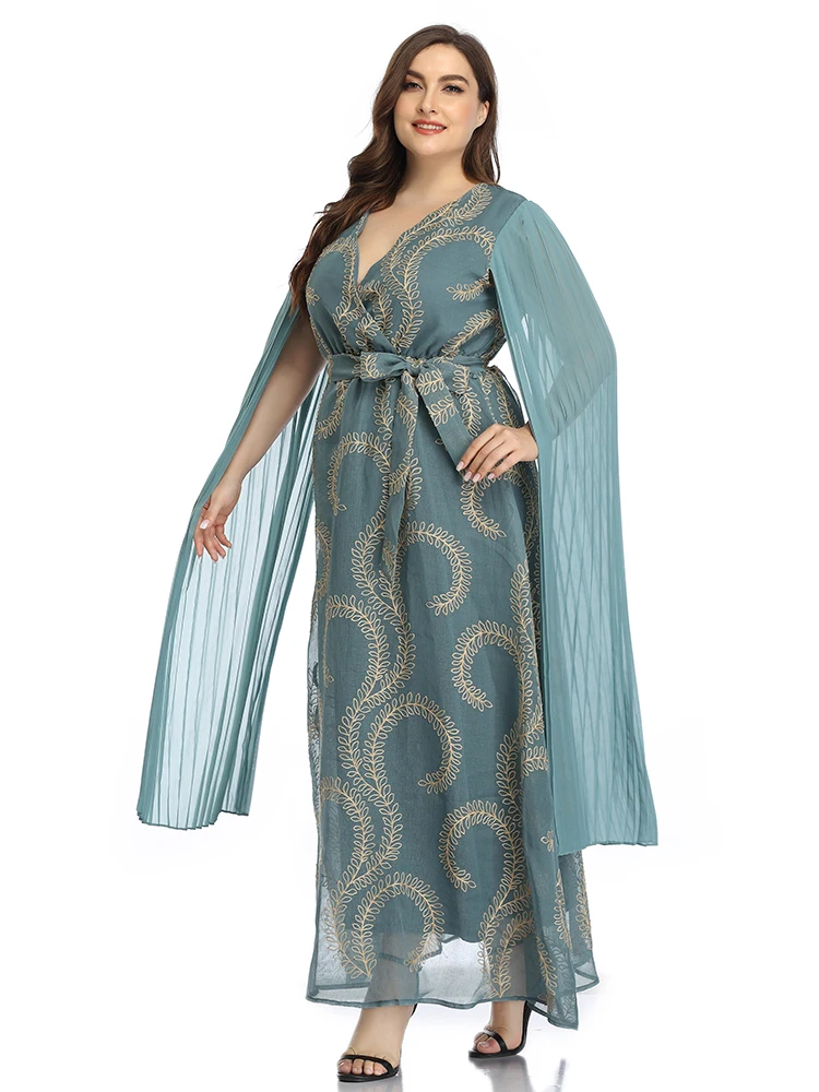 2021 Abaya Jarné Dámske Dámy Šaty Veľké Plus Veľkosť Módne, Elegantné, Šitie Oka Krídla Ramadánu Maxi Party Šaty