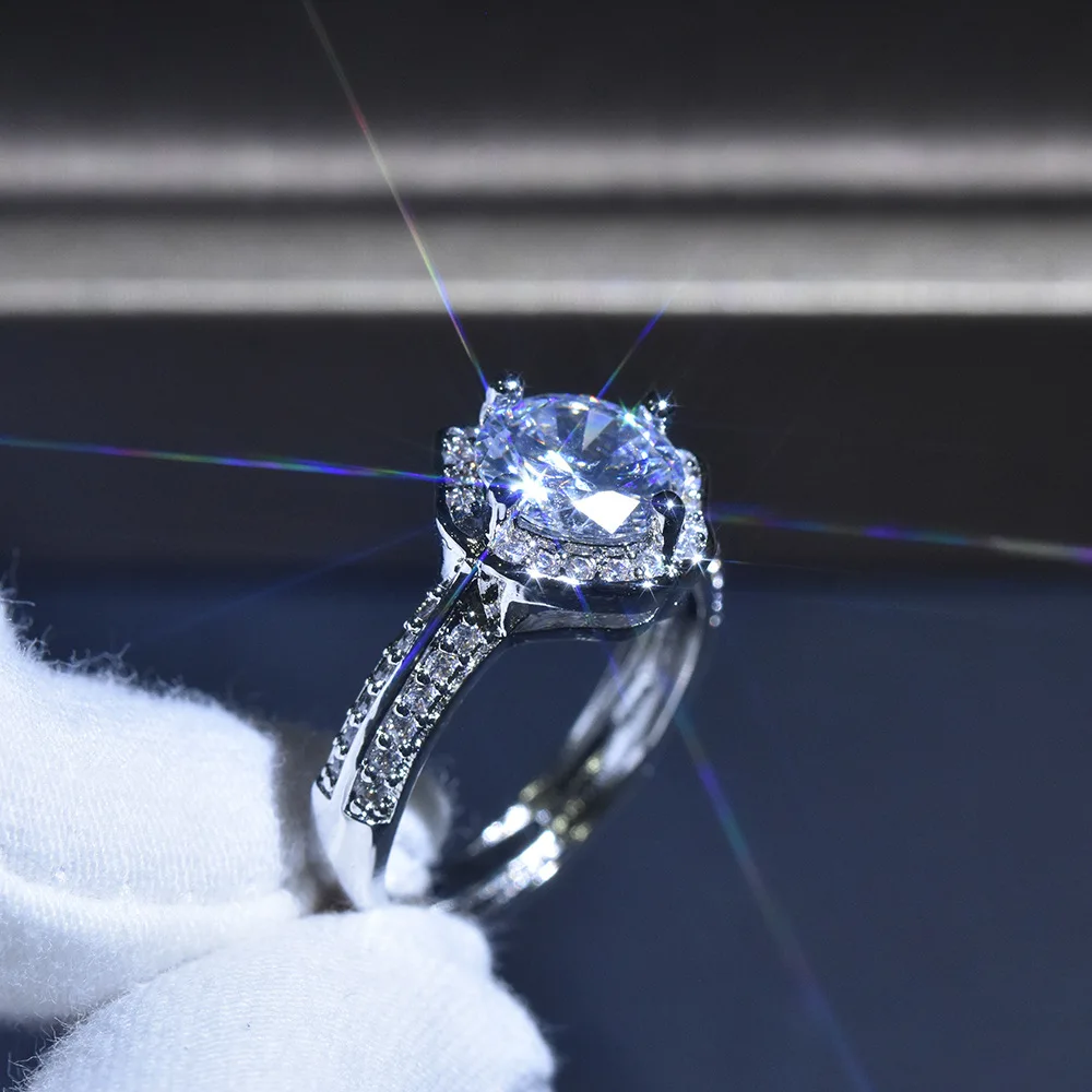 2021 Nové Luxusné Slivka 925 Sterling Silver Resizable Zásnubný Prsteň pre Ženy Lady Výročie Darček Šperky Hromadne Predávať R5914