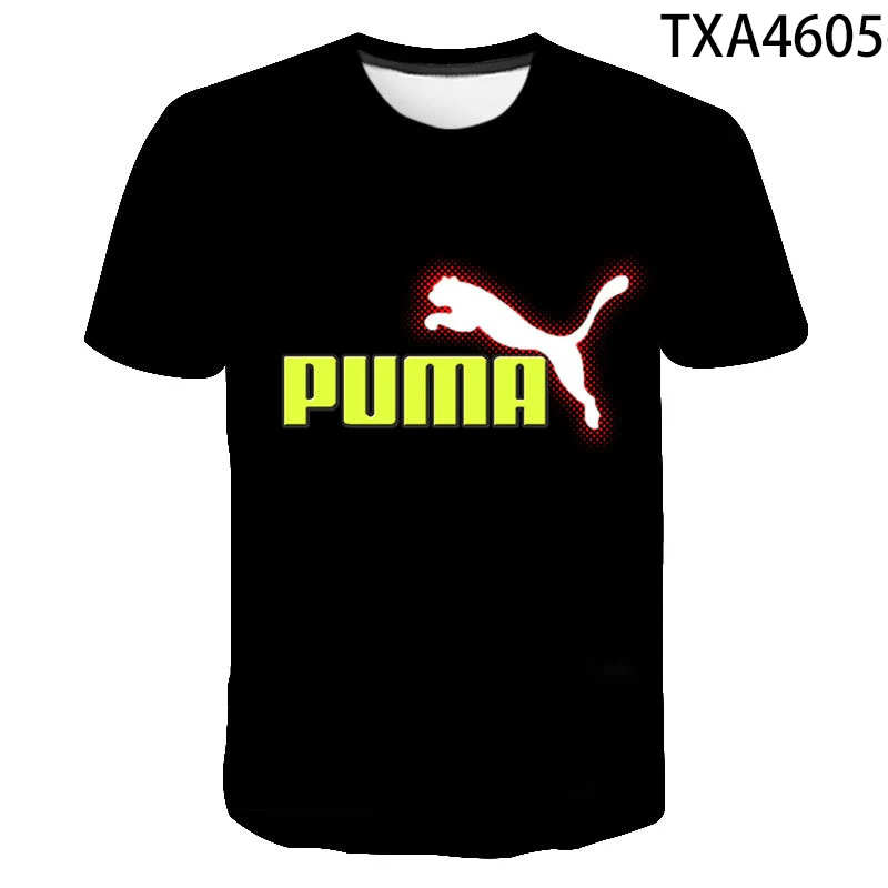 2021 Nové Módne Značky Pekný pánske Puma 3D Vytlačené T-tričko-Krátke rukávy Top Príležitostné Športové tričko pre Chlapcov a Dievčatá