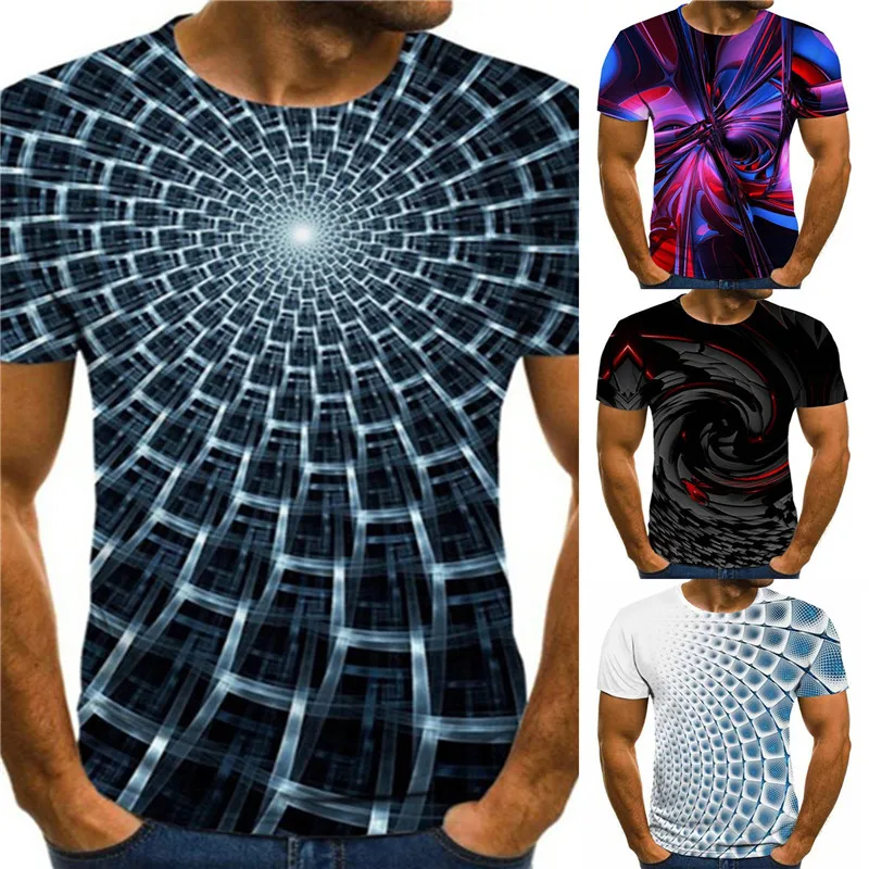 2021 Nové Troch-dimenzionální vír, T-košele pánske Letné 3D Tlač Bežné 3D tričká Topy Tee XXS-2XL