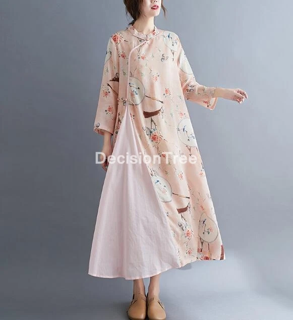 2021 čínske šaty tradičné tlačené šaty qipao dámske večerné šaty vintage cheongsam ženy dlho bielizeň cheongsam šaty