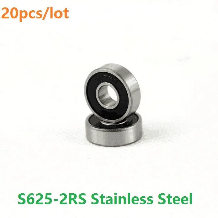 20pcs kvality ABEC-5 S625RS S625-2RS 5*16*5mm, Nerezové guličkové ložisko z Nerezovej Ocele Miniatúrne isko 5x16x5mm