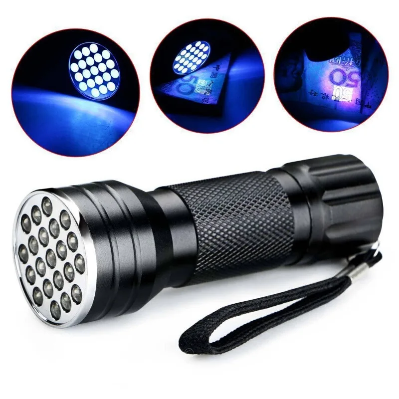 21 LED UV Lampa s Ultrafialovým baterka 365nm pre domáce Škvrny Lov Značku Checker Chytiť Scorpions lov