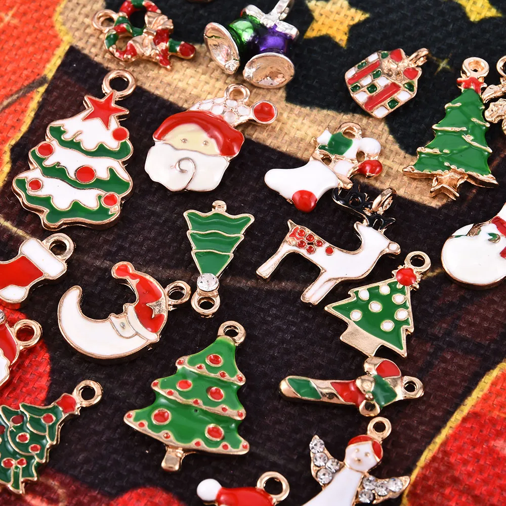 21Pcs/Set Vianočné Charms Prívesky Smalt Náramok Strana Domov Metal Craft Dekorácie Stromu Visí DIY Príslušenstvo Šperky