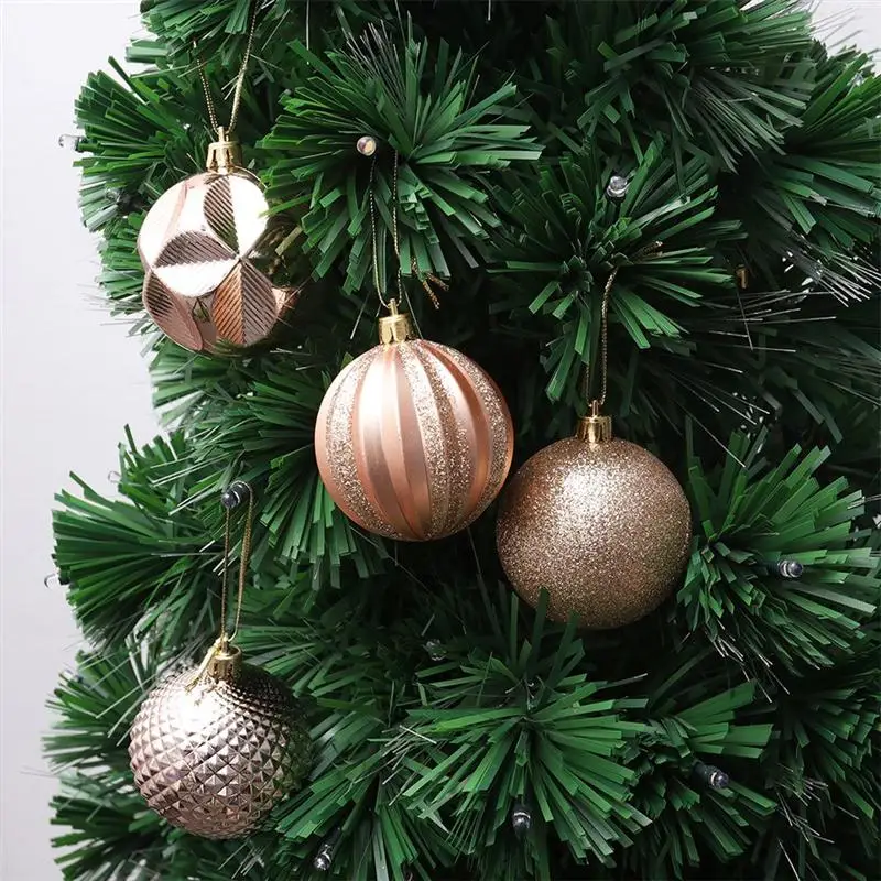 24 Ks 6 CM Vianočné Gule PVC Visí Vyrezávaný Ornament Visí Prívesok Vianočný Strom Decor Office Home Shop