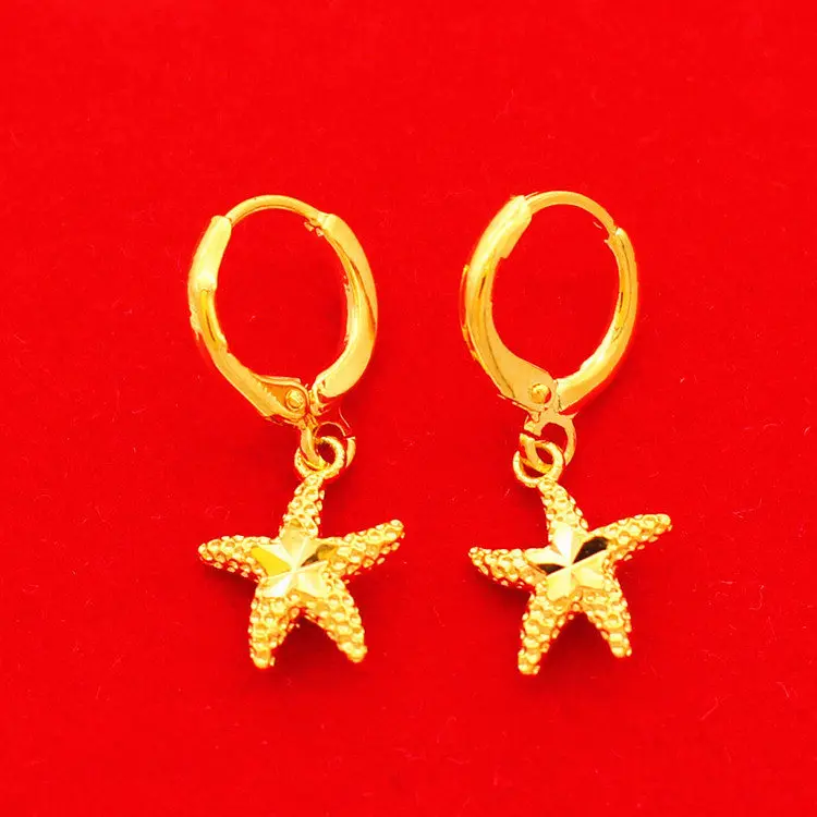 24K Gold Vyplnené Náušnice Pre Ženy Afriky Zlato Sea Star/Key/Crown Drop Earing Vyhlásenie Šperky Pendiente Mujer Brincos Femme