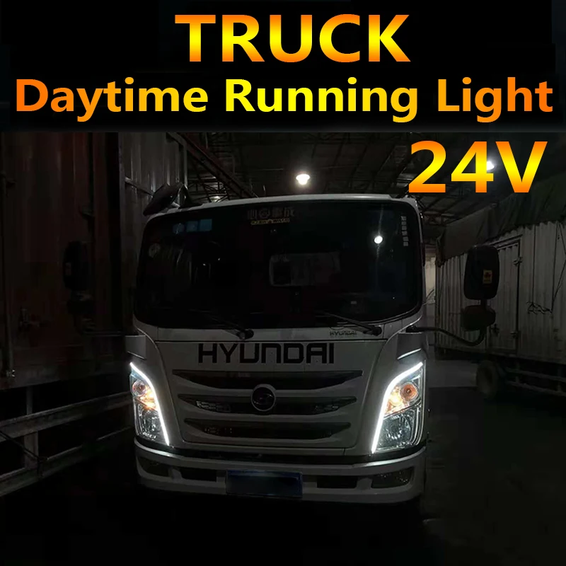 24V Vodotesný Flexibilný Univerzálny Truck led DRL Denné Bežiace Svetlo S Toky Zase Signálne Svetlá Pre Truck Auto Osvetlenie 2KS
