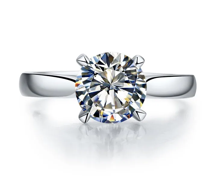 2Ct Solitaire Okrúhly Rez Diamantový Prsteň Pevné Platinum 950 Prsteň Biele Zlato snubný Prsteň pre Ženy