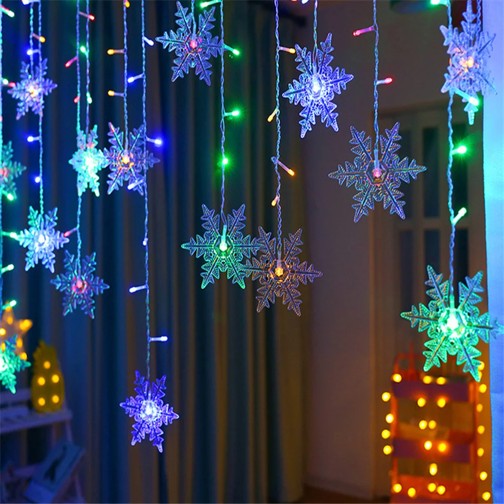 3,5 m Snowflake LED Svetlo, Ozdoby na Vianočný Stromček Navidad 2020 Vianočné Darčeky, Vianočné Dekorácie pre Domov Nový Rok 2021 Kerst