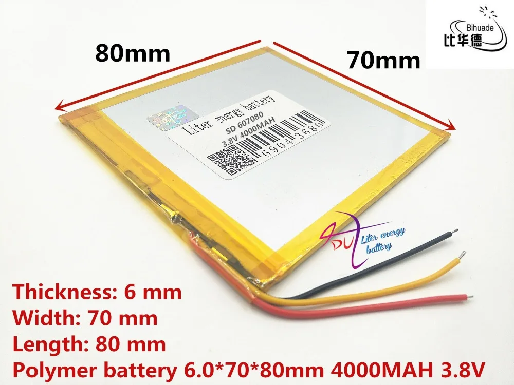 3 riadok tablet batérie 3.8 V 4000mAH 607080 Polymer lithium ion / Li-ion batéria pre tablet pc batérie